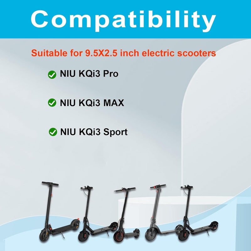 TOCBEUU 9.5x2.5-6.1 Solid Tires for Electric Scooter: Off-Road Replacement Wheels, Tubeless Rubber Tyre for NIU KQi3 Pro/Max/Sport Electric Scooter- Black(1PCS) - Image 2
